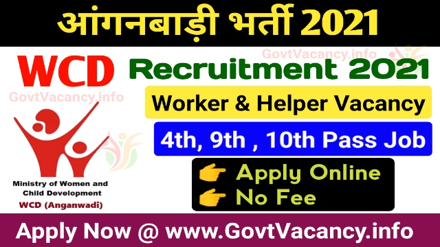 Wcd Anganwadi Recruitment 2021 Apply For 939 Worker Post