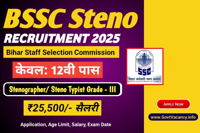 BSSC Stenographer Recruitment 2025