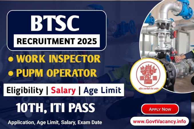BTSC Work Inspector & Pump Operator Recruitment 2025