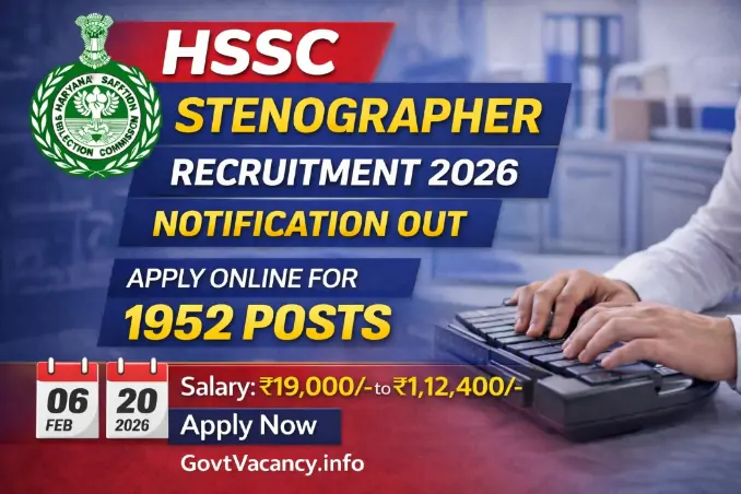 HSSC Stenographer Recruitment 2026